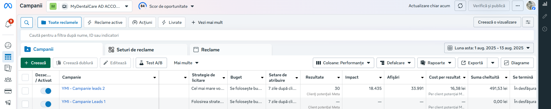 Rezultat campanie Meta Ads 3